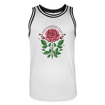 Fleur de rose - Maillot de basket Homme - blanc/noir - Devant - AI Model Male 185 dark (185cm)