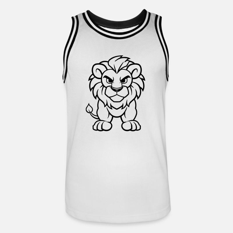 löwe comic - Männer Basketball-Trikot - Weiß/Schwarz