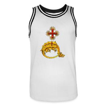 Order of the Dragon Vlad III - Men's Basketball Jersey - white/black - Front - AI Model Male 185 dark (185cm)