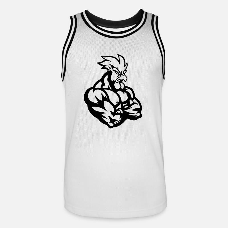 Hahn Comic - Männer Basketball-Trikot - Weiß/Schwarz