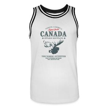 Canada - Moose - Elch - Männer Basketball-Trikot - Weiß/Schwarz - Vorne - AI Model Male 185 dark (185cm)