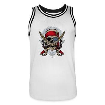 Skull pirate mft - Männer Basketball-Trikot - Weiß/Schwarz - Vorne - AI Model Male 185 dark (185cm)