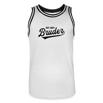 Bruder 2024 Nachwuchs Geschwister Baby Verkündung - Männer Basketball-Trikot - Weiß/Schwarz - Vorne - AI Model Male 185 dark (185cm)