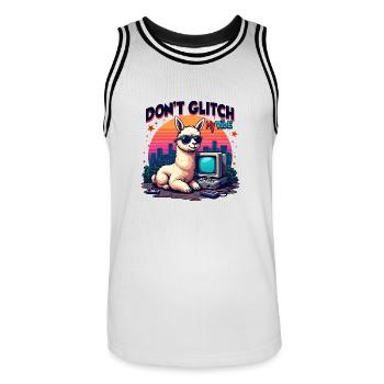 Don’t Glitch my Vibe - Alpaga Retro Gaming - Maillot de basket Homme - blanc/noir - Devant - AI Model Male 185 dark (185cm)