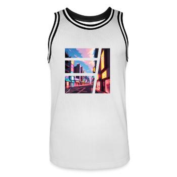 Asia City - Maillot de basket Homme - blanc/noir - Devant - AI Model Male 185 dark (185cm)