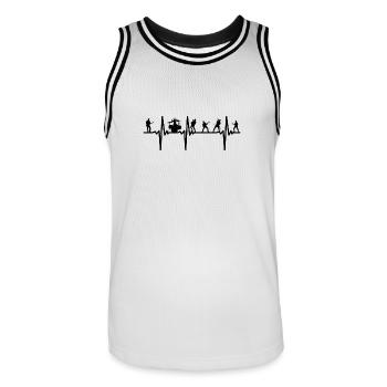 Herzschlag Band - Mon cœur bat pour la bonne musique - Maillot de basket Homme - blanc/noir - Devant - AI Model Male 185 dark (185cm)
