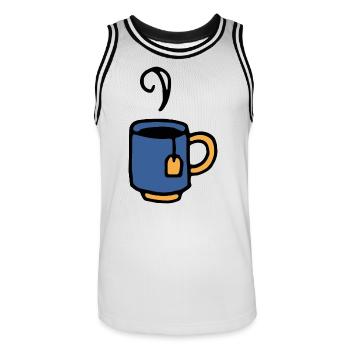 Tasse avec sachet de thé - Maillot de basket Homme - blanc/noir - Devant - AI Model Male 185 dark (185cm)