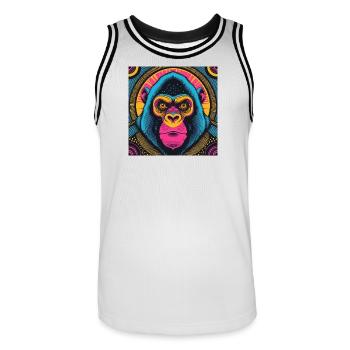 Electric Gorilla - Men's Basketball Jersey - white/black - Front - AI Model Male 185 dark (185cm)