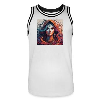 Magie du Troisième Œil. Portrait Mystique Ardent - Maillot de basket Homme - blanc/noir - Devant - AI Model Male 185 dark (185cm)