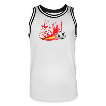 Spain Football Fan Design – Red Yellow with Football - Men's Basketball Jersey - white/black - Front - AI Model Male 185 dark (185cm)