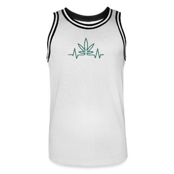 Heartbeat Hemp Leaf - Men's Basketball Jersey - white/black - Front - AI Model Male 185 dark (185cm)