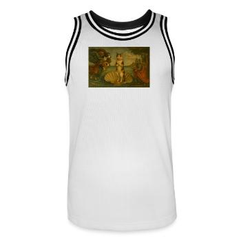 Chats sur la scène de la coquille dans le style de la peinture - Maillot de basket Homme - blanc/noir - Devant - AI Model Male 185 dark (185cm)