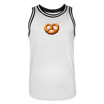 Low Poly Orange Polygonale Brezel - Männer Basketball-Trikot - Weiß/Schwarz - Vorne - AI Model Male 185 dark (185cm)
