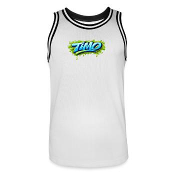 GRAFFITI NAME TIMO FOR  PERFECT GIFT PRINTABLE  - Maillot de basket Homme - blanc/noir - Devant - AI Model Male 185 dark (185cm)