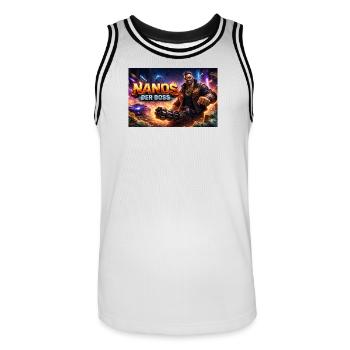 Nanos of the Bøss - Men's Basketball Jersey - white/black - Front - AI Model Male 185 dark (185cm)