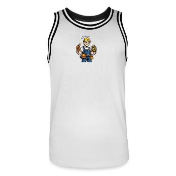 Circuit Fatigué de la centrale électrique - Maillot de basket Homme - blanc/noir - Devant - AI Model Male 185 dark (185cm)