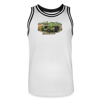 Symbolisme des voitures anciennes du contrôle frontalier - Maillot de basket Homme - blanc/noir - Devant - AI Model Male 185 dark (185cm)
