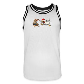 Easter bunny and chicken - Men's Basketball Jersey - white/black - Front - AI Model Male 185 dark (185cm)