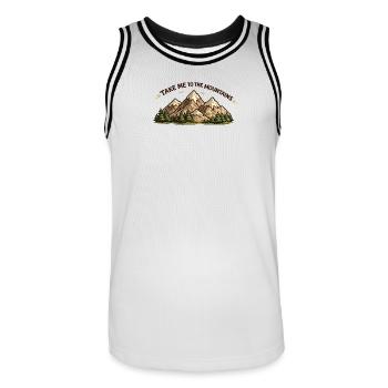 Take Me to the Mountains - Männer Basketball-Trikot - Weiß/Schwarz - Vorne - AI Model Male 185 dark (185cm)