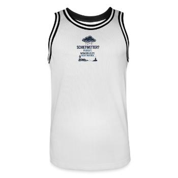 Schietwetter? Perfekt. Weniger Leute. Mehr Norden - Männer Basketball-Trikot - Weiß/Schwarz - Vorne - AI Model Male 185 dark (185cm)