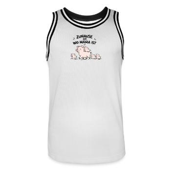 Kuschelige Schweinefamilie – Familienliebe - Männer Basketball-Trikot - Weiß/Schwarz - Vorne - AI Model Male 185 dark (185cm)