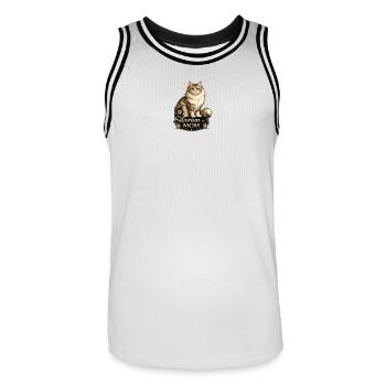 Imprimé de la Maman Sibérienne Chat - Maillot de basket Homme - blanc/noir - Devant - AI Model Male 185 dark (185cm)