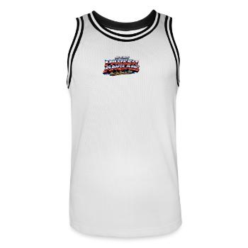 Je sais parler anglais, mais que dans ma tête. - Maillot de basket Homme - blanc/noir - Devant - AI Model Male 185 dark (185cm)
