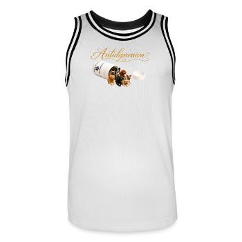 Antidepressive Hundeherzen Design - Männer Basketball-Trikot - Weiß/Schwarz - Vorne - AI Model Male 185 dark (185cm)