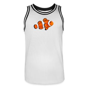 poisson-clown - Maillot de basket Homme - blanc/noir - Devant - AI Model Male 185 dark (185cm)