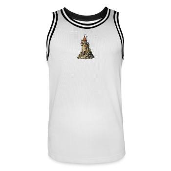 Burgturm am Felsen - Männer Basketball-Trikot - Weiß/Schwarz - Vorne - AI Model Male 185 dark (185cm)