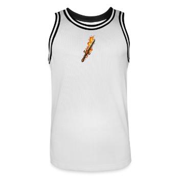 Feuerklinge Flammenschwert - Männer Basketball-Trikot - Weiß/Schwarz - Vorne - AI Model Male 185 dark (185cm)