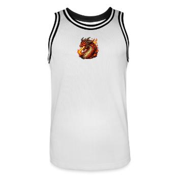Flammen-Drachenwirbel - Männer Basketball-Trikot - Weiß/Schwarz - Vorne - AI Model Male 185 dark (185cm)