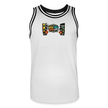 Good Zeiten Good Life Kunst Print - Männer Basketball-Trikot - Weiß/Schwarz - Vorne - AI Model Male 185 dark (185cm)