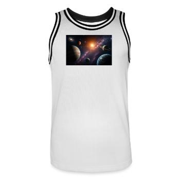 Univers - Maillot de basket Homme - blanc/noir - Devant - AI Model Male 185 dark (185cm)