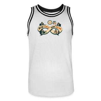 Meeting 60 Min Ergebnis Neuer Termin - Männer Basketball-Trikot - Weiß/Schwarz - Vorne - AI Model Male 185 dark (185cm)