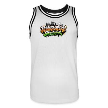Graffiti Streetwear Spray Font - Men's Basketball Jersey - white/black - Front - AI Model Male 185 dark (185cm)