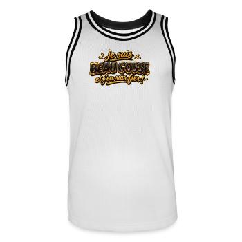 Je suis beau gosse - Maillot de basket Homme - blanc/noir - Devant - AI Model Male 185 dark (185cm)