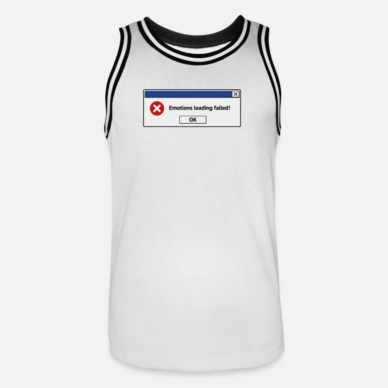 Emotions Loading Failed | Introvertierter Humor - Männer Basketball-Trikot - Weiß/Schwarz