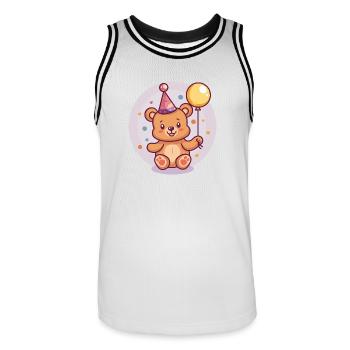 Bear Birthday Comic - Men's Basketball Jersey - white/black - Front - AI Model Male 185 dark (185cm)