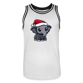Noël mammouth Noël - Maillot de basket Homme - blanc/noir - Devant - AI Model Male 185 dark (185cm)
