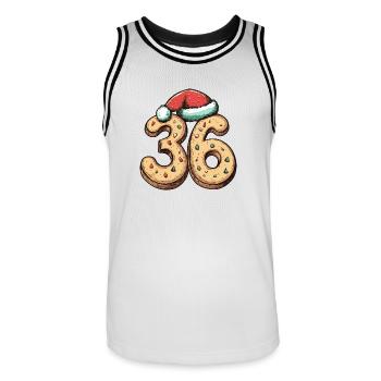 36 Number Christmas - Men's Basketball Jersey - white/black - Front - AI Model Male 185 dark (185cm)