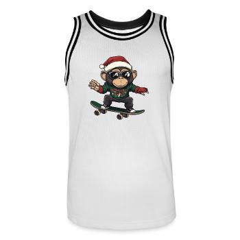Monkey Christmas Funny - Men's Basketball Jersey - white/black - Front - AI Model Male 185 dark (185cm)