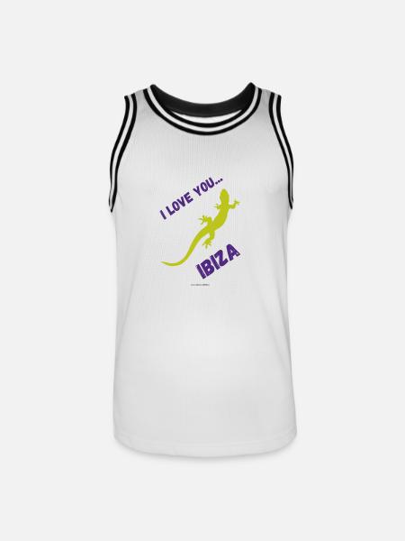 Ibiza Gecko - Männer Basketball-Trikot - Weiß/Schwarz