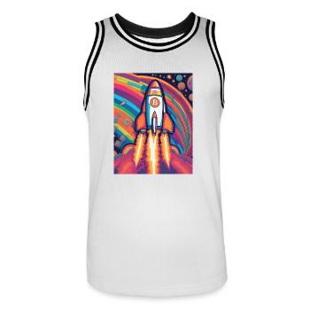 Bitcoin to the moon - Männer Basketball-Trikot - Weiß/Schwarz - Vorne - AI Model Male 185 dark (185cm)