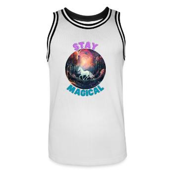 Unicorn2 - Men's Basketball Jersey - white/black - Front - AI Model Male 185 dark (185cm)