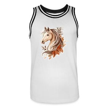 Cheval Automne - Maillot de basket Homme - blanc/noir - Devant - AI Model Male 185 dark (185cm)