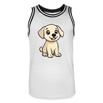 Labrador Chien Bande Dessinée Mignon - Maillot de basket Homme - blanc/noir - Devant - AI Model Male 185 dark (185cm)