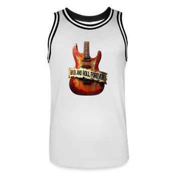 Rock and Roll pour toujours - Maillot de basket Homme - blanc/noir - Devant - AI Model Male 185 dark (185cm)