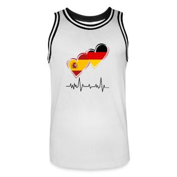 Spanien und Deutschland - Männer Basketball-Trikot - Weiß/Schwarz - Vorne - AI Model Male 185 dark (185cm)