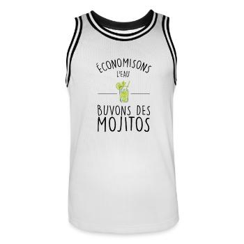 economisons l eau buvons mojito - Maillot de basket Homme - blanc/noir - Devant - AI Model Male 185 dark (185cm)